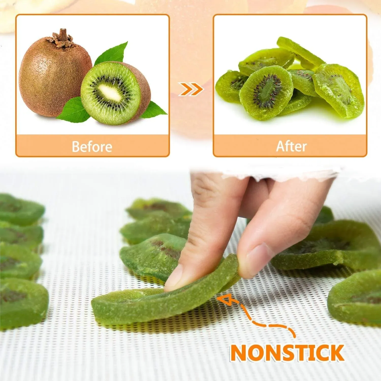 Non stick sheet used on food dehydrator tray application