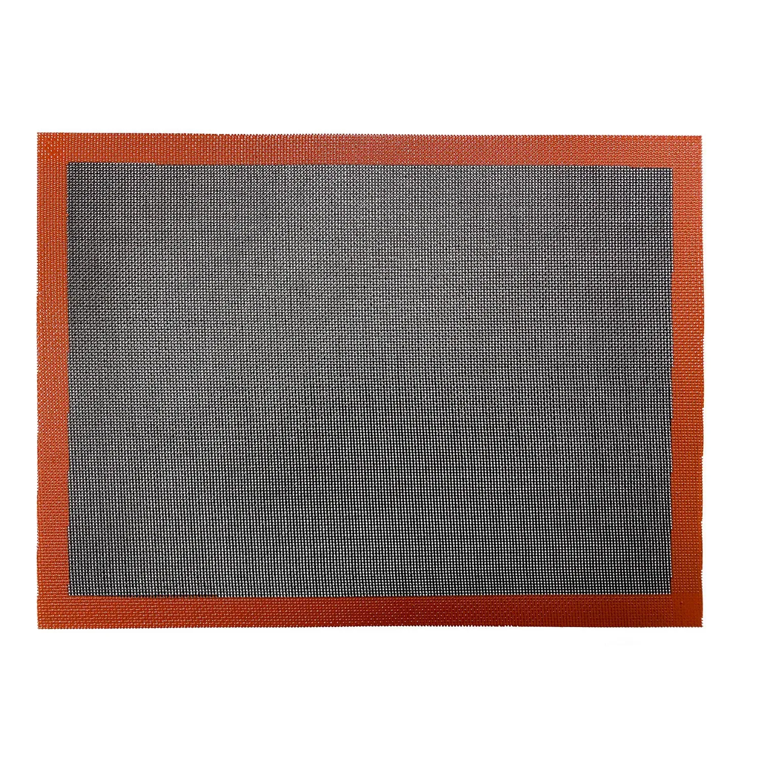 Close-up of silicone fiberglass baking mat mesh texture and red border