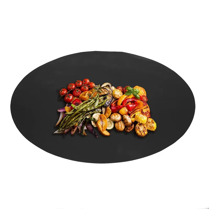 Non-stick PTFE grill mat used for grilled vegetables
