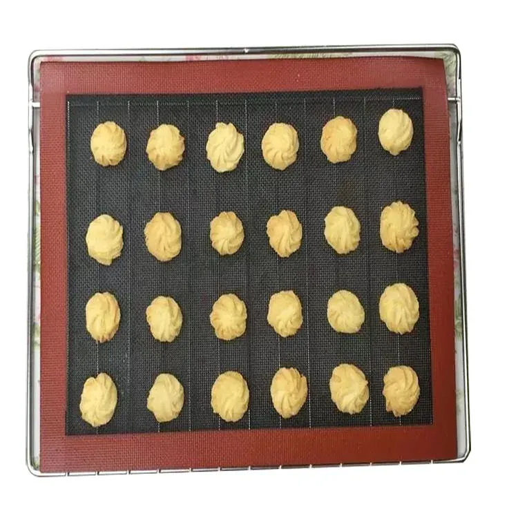 Silicone mesh mat used on baking tray for cookie production