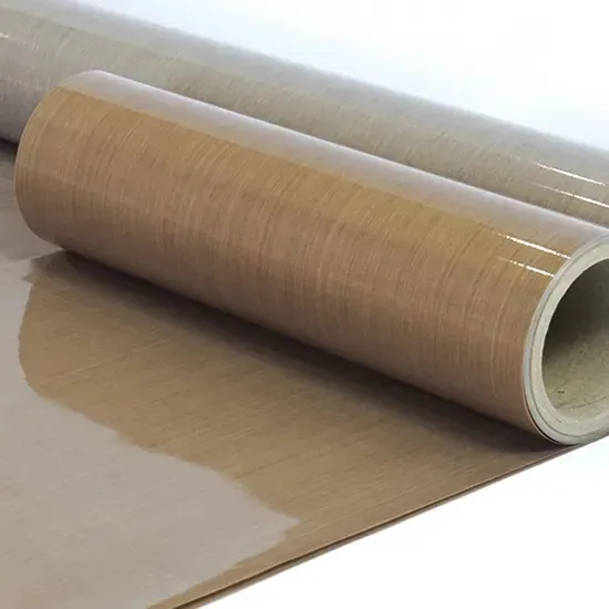 Glossy surface close view of PTFE high temperature fabric roll